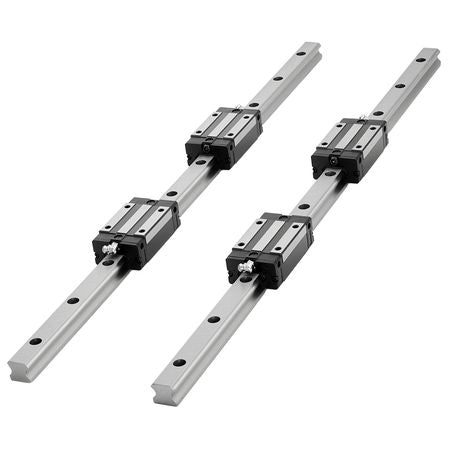 Linear Rail Guide Kit, HGR20, 2PCS 600 mm (23.62 inch) Linear Rails and 1PCS Ball Screw, 4PCS Slide Blocks, with BF12/BK12 End Support, Coupling, and Nut Housing, for DIY CNC Routers Lathes