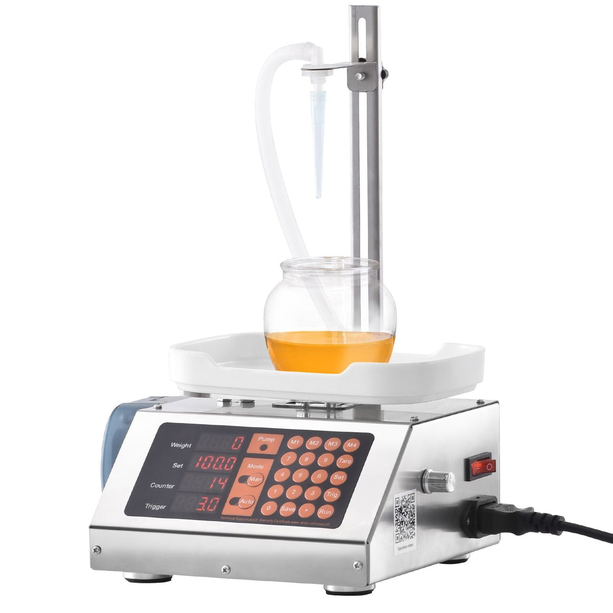 Liquid Filling Machine, 5-300 g Weighing Capacity, Automatic Bottle Filler Machine, Bottling Machine Peristaltic Pump Digital Control for Milk, Water, Wine, Beverage, Soy Sauce (Single Nozzle)