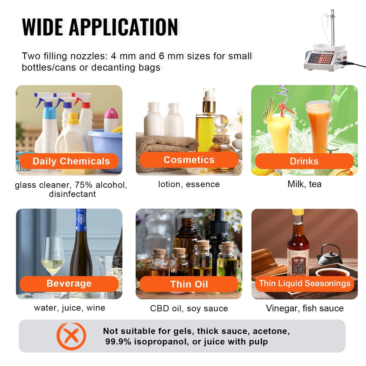 Liquid Filling Machine, 5-300 g Weighing Capacity, Automatic Bottle Filler Machine, Bottling Machine Peristaltic Pump Digital Control for Milk, Water, Wine, Beverage, Soy Sauce (Single Nozzle)