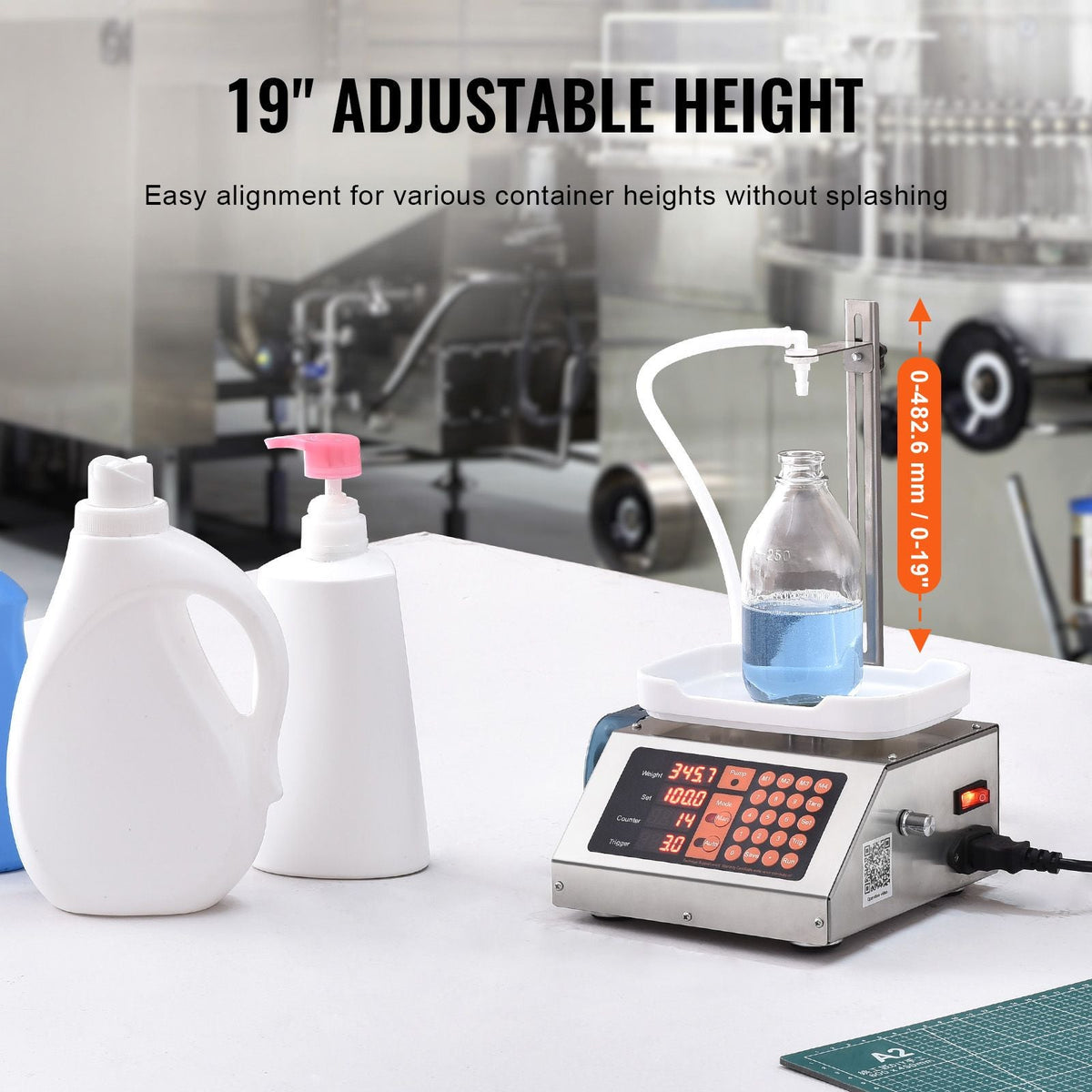 Liquid Filling Machine, 5-300 g Weighing Capacity, Automatic Bottle Filler Machine, Bottling Machine Peristaltic Pump Digital Control for Milk, Water, Wine, Beverage, Soy Sauce (Single Nozzle)