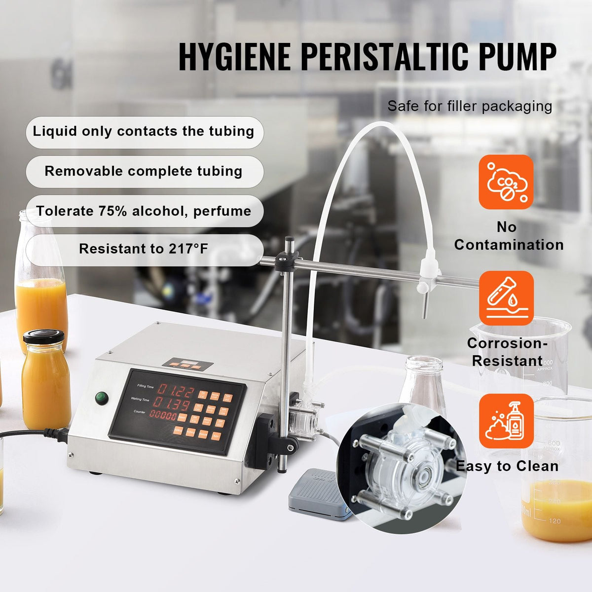 Liquid Filling Machine, 5-650ml Filling Capacity, Automatic Bottle Filler Machine, Bottling Machine Peristaltic Pump Digital Control for Milk, Water, Wine, Beverage, Soy Sauce (Single Nozzle)