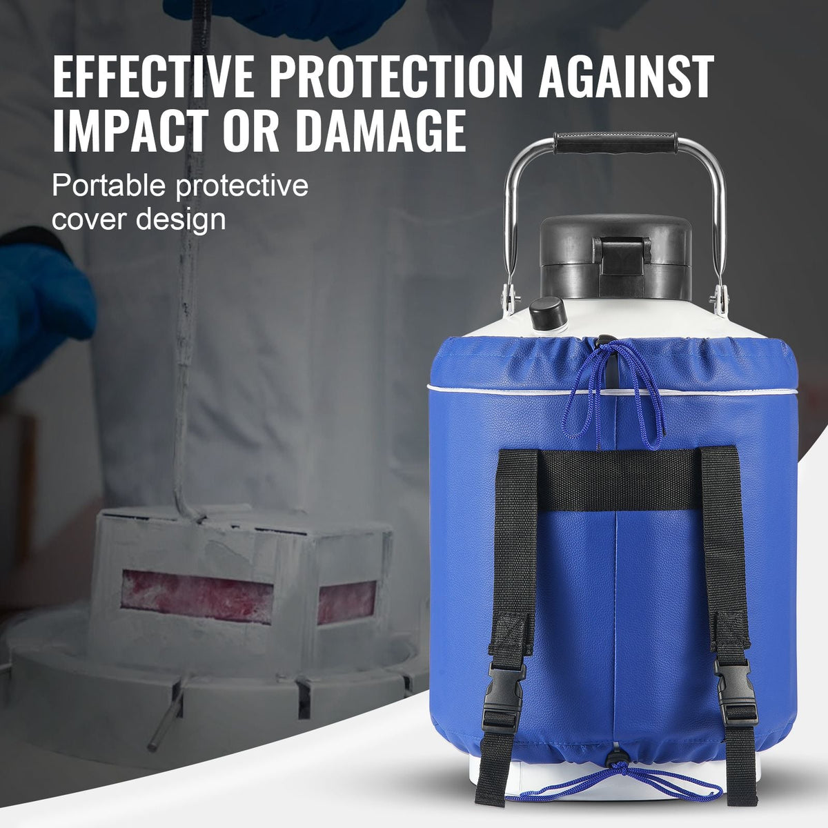 Liquid Nitrogen Tank, 6 L Aluminum Alloy Liquid Nitrogen Container, LN2 Tank Dewar with 6 Canisters and Carry Bag with Straps, Cryogenic Tank for Beauty Industry, Semen Preservation, Scientific
