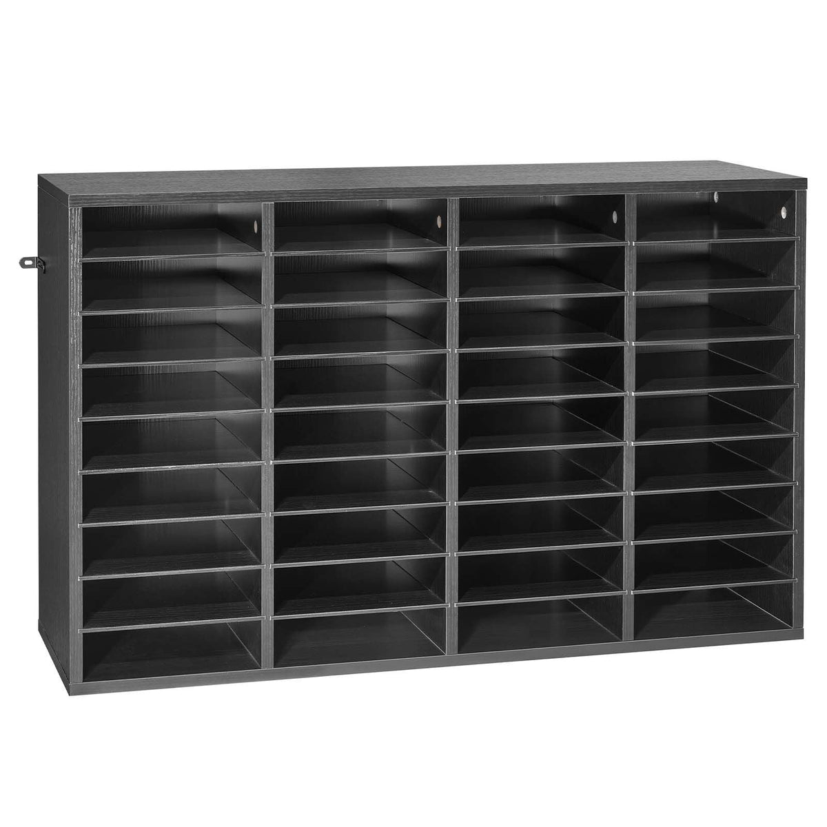 Literature Organizer, 36 Compartments Office Mailbox with Detachable Shelves, Wooden Mailbox Sorter with Particle Board, Countertop Office Home Storage Organizer for File, Document, Paper, Black
