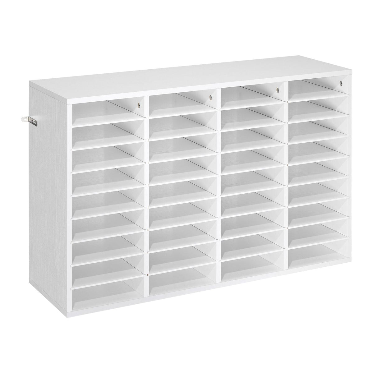 Literature Organizer, 36 Compartments Office Mailbox with Detachable Shelves, Wooden Mailbox Sorter with Particle Board, Countertop Office Home Storage Organizer for File, Document, Paper, White