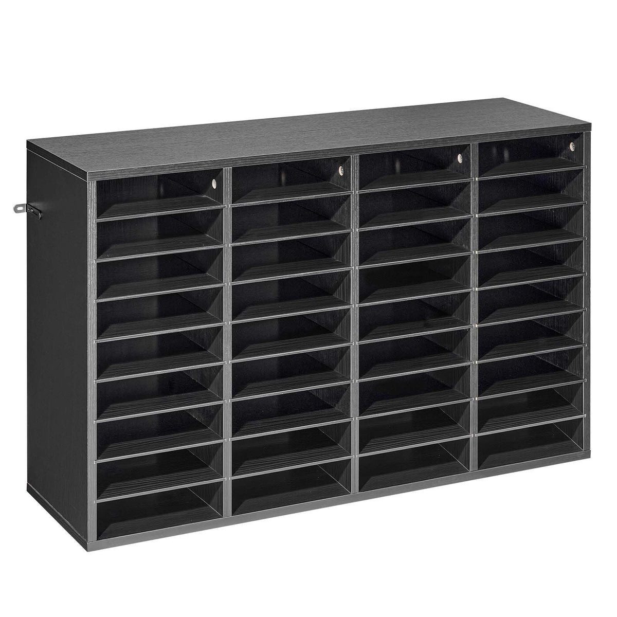 Literature Organizer, 36 Compartments Office Mailbox with Detachable Shelves, Wooden Mailbox Sorter with Particle Board, Countertop Office Home Storage Organizer for File, Document, Paper, Black