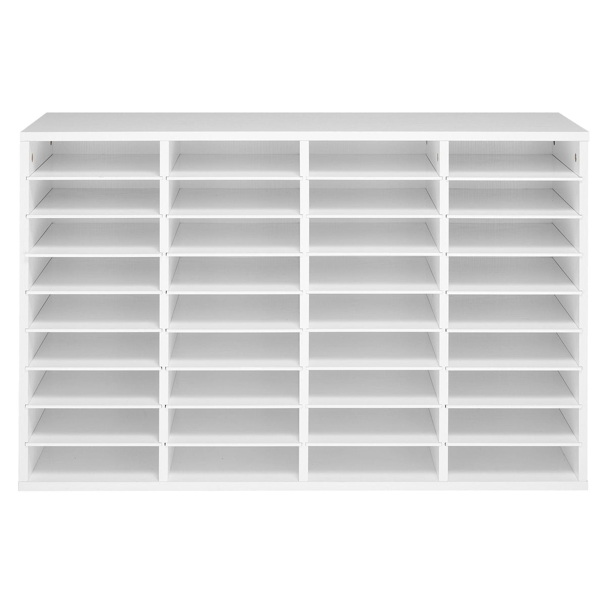 Literature Organizer, 36 Compartments Office Mailbox with Detachable Shelves, Wooden Mailbox Sorter with Particle Board, Countertop Office Home Storage Organizer for File, Document, Paper, White
