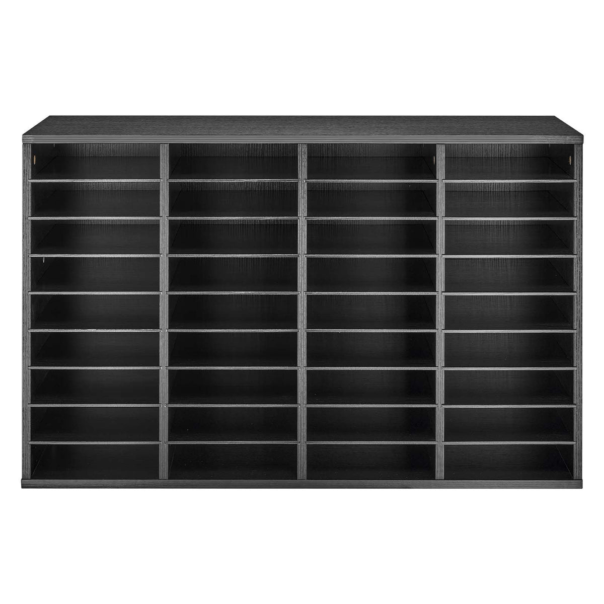 Literature Organizer, 36 Compartments Office Mailbox with Detachable Shelves, Wooden Mailbox Sorter with Particle Board, Countertop Office Home Storage Organizer for File, Document, Paper, Black