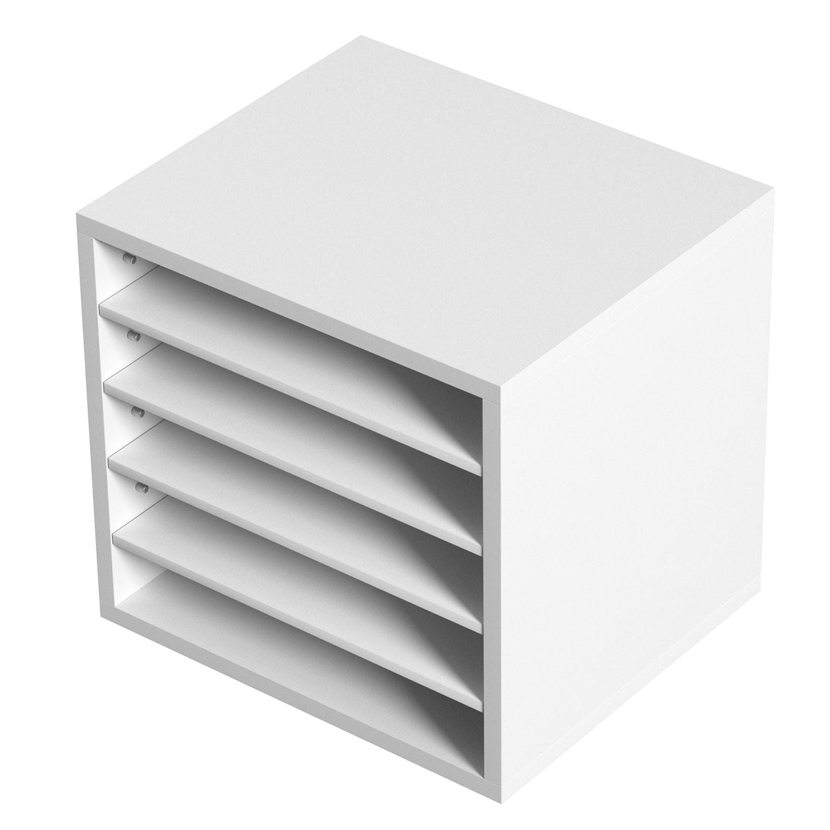 Literature Organizers, 5 Compartments Office Mailbox with Adjustable Shelves, Wood Literature Sorter 13.9x12x13 inches for Office, Home, Classroom, Mailrooms Organization, EPA Certified, White