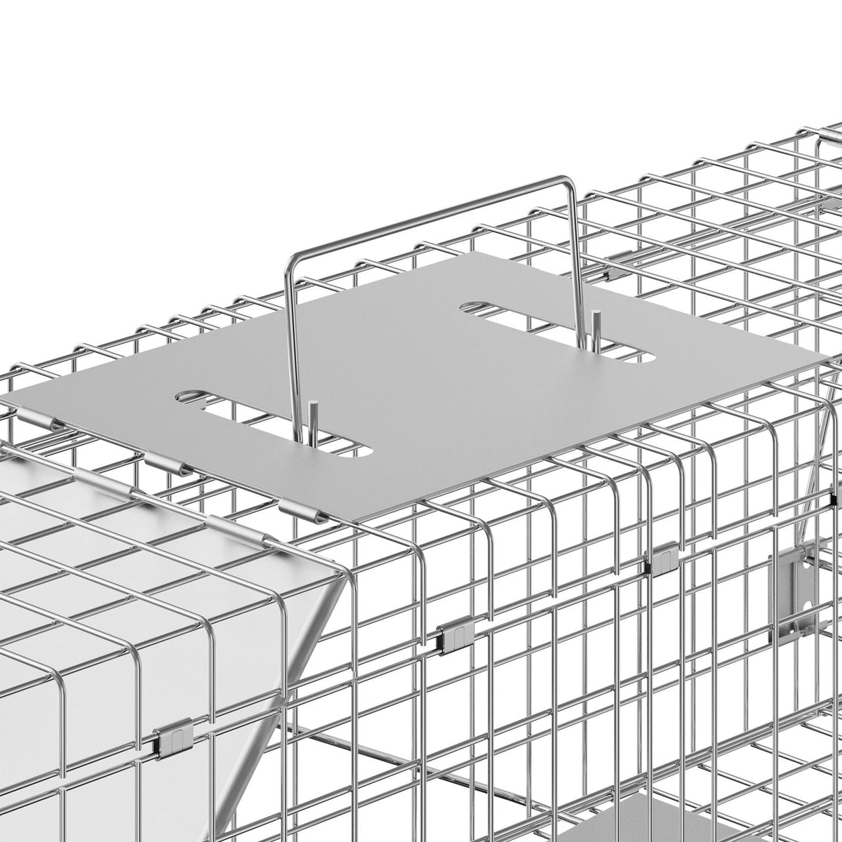 Live Animal Cage Trap, 24" x 8" x 8" Humane Cat Trap Galvanized Iron, Folding Animal Trap with Handle for Rabbits, Stray Cats, Squirrels, Raccoons, Groundhogs and Opossums