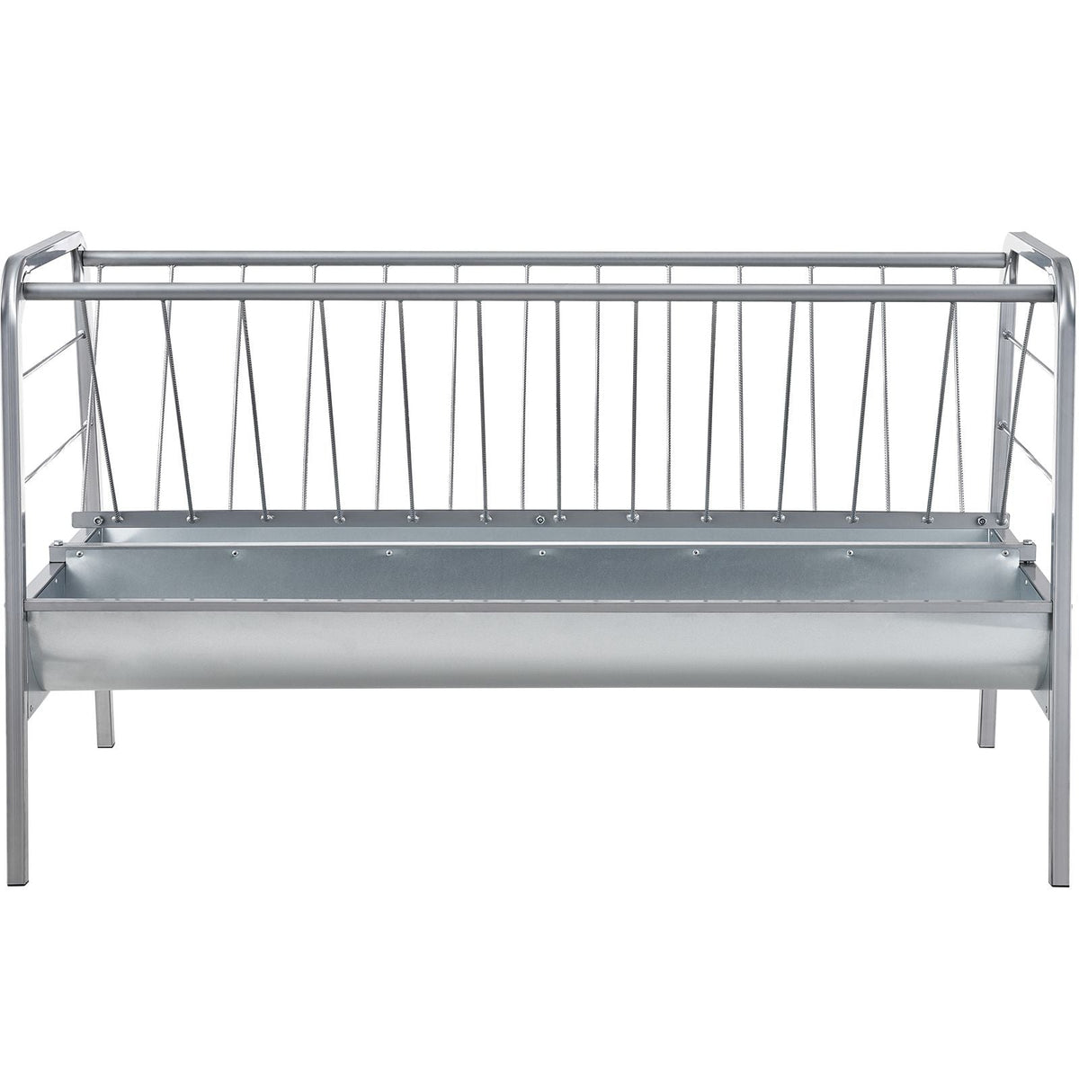 Livestock Hay Feeder, 2 in 1 Grain & Hay Feeder, 80-Gallon Capacity Pasture Feeder, 59" Long Goat Hay Feeder with Deeper Feeding Pan, Heavy Duty Steel Grain & Hay Holder for Sheep Farms Sheds