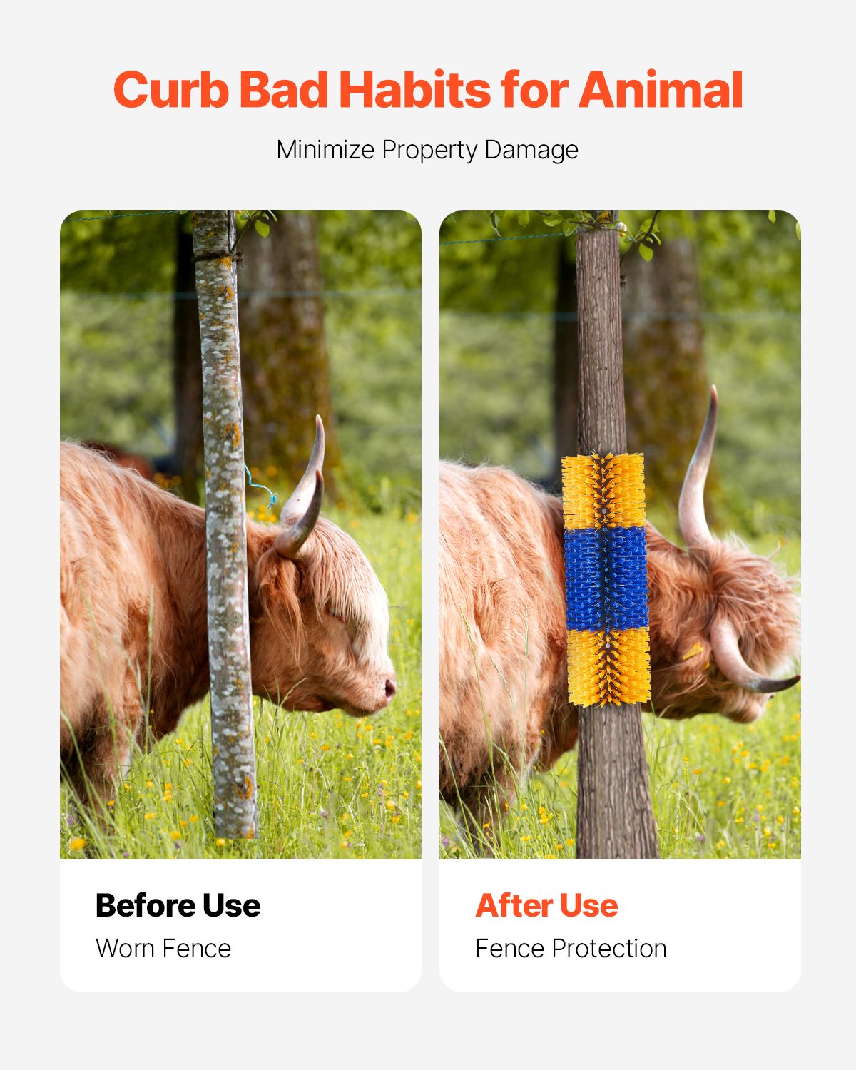Livestock Scratching Brush, 2 Pcs Horse Brush with 4 Screws, 20 x 7.5 in Cow Scratcher, for Back Itch Relief & Keep Cleaning, Grooming & Scratching Post Brush for Horse, Pig, Cattle Supplies