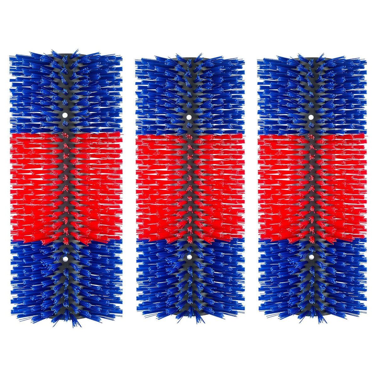 Livestock Scratching Brush, 3PCS Goat Scratcher Brush Post with 12 Screws, 16.9" x 7.5" Cow Scratcher for Back Itch Relief, Massage Grooming Scratch Tool for Horse Cattle Sheep Pig, Blue & Red