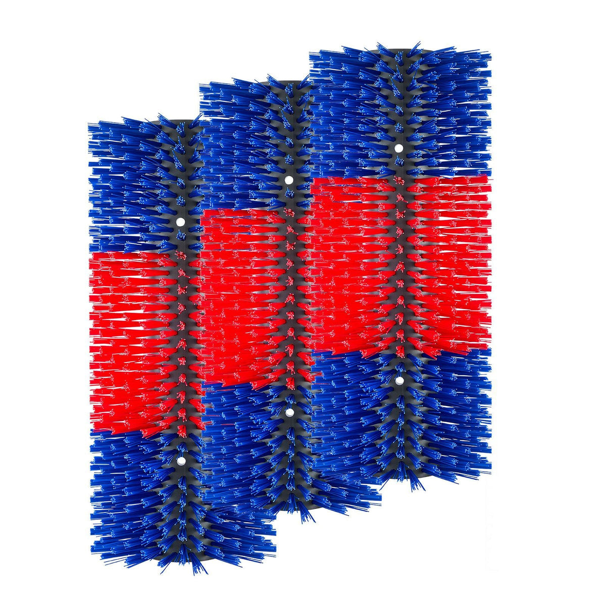 Livestock Scratching Brush, 3PCS Goat Scratcher Brush Post with 12 Screws, 16.9" x 7.5" Cow Scratcher for Back Itch Relief, Massage Grooming Scratch Tool for Horse Cattle Sheep Pig, Blue & Red
