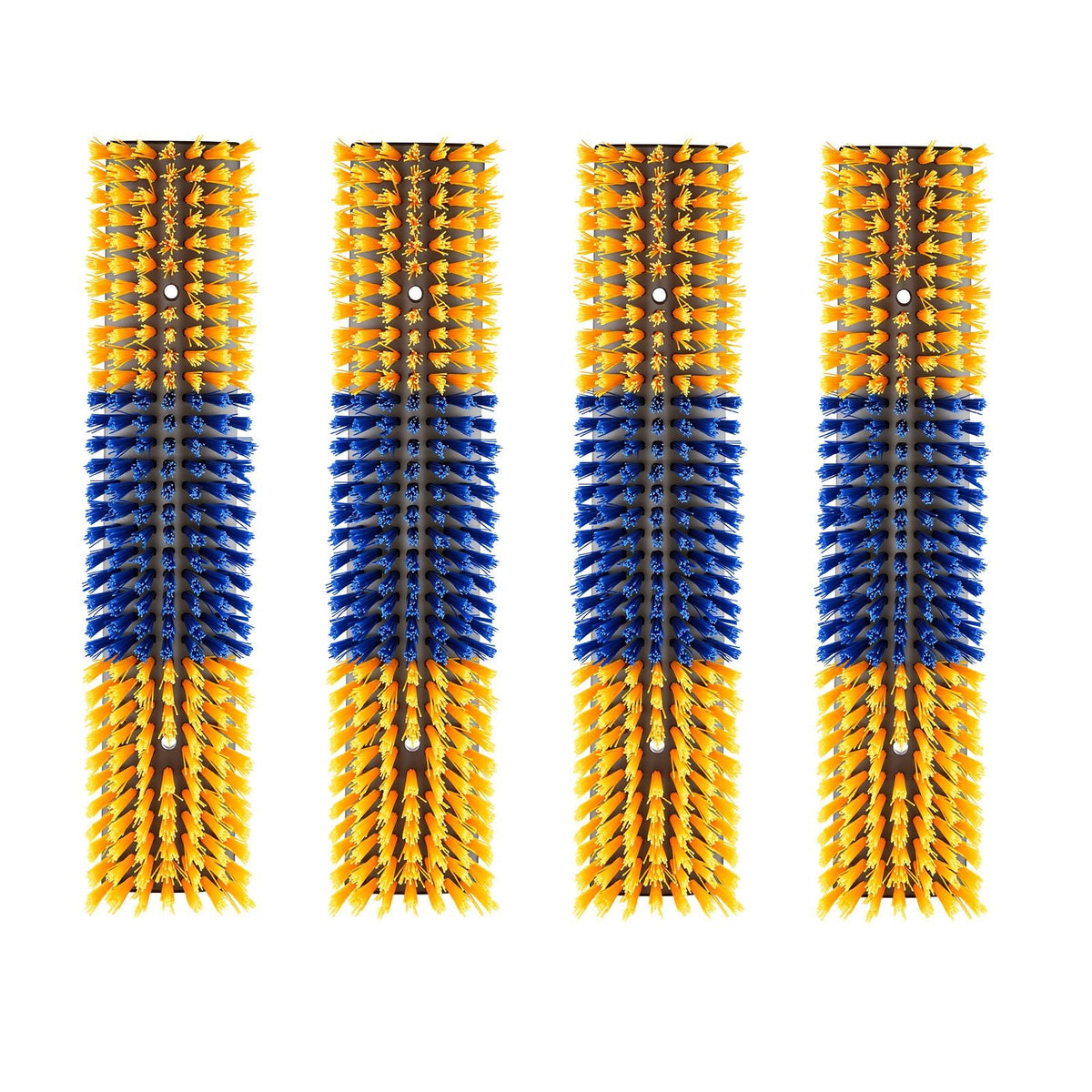 Livestock Scratching Brush, 4PCS Goat Scratcher Brush Post with 16 Screws, 16.9"x3.9" Cow Scratcher for Back Itch Relief, Massage Grooming Scratch Tool for Horse Cattle Sheep Pig, Yellow & Blue
