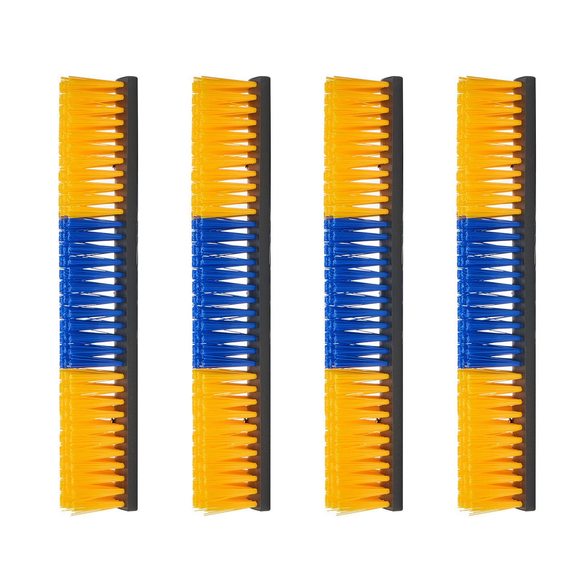 Livestock Scratching Brush, 4PCS Goat Scratcher Brush Post with 16 Screws, 16.9"x3.9" Cow Scratcher for Back Itch Relief, Massage Grooming Scratch Tool for Horse Cattle Sheep Pig, Yellow & Blue