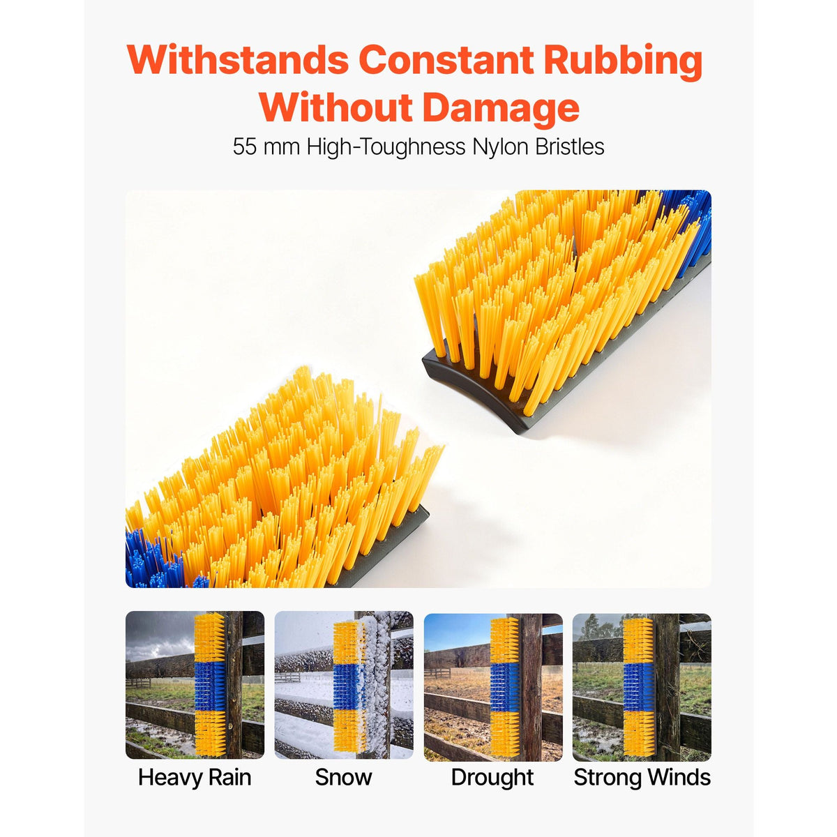 Livestock Scratching Brush, 4PCS Goat Scratcher Brush Post with 16 Screws, 16.9"x3.9" Cow Scratcher for Back Itch Relief, Massage Grooming Scratch Tool for Horse Cattle Sheep Pig, Yellow & Blue