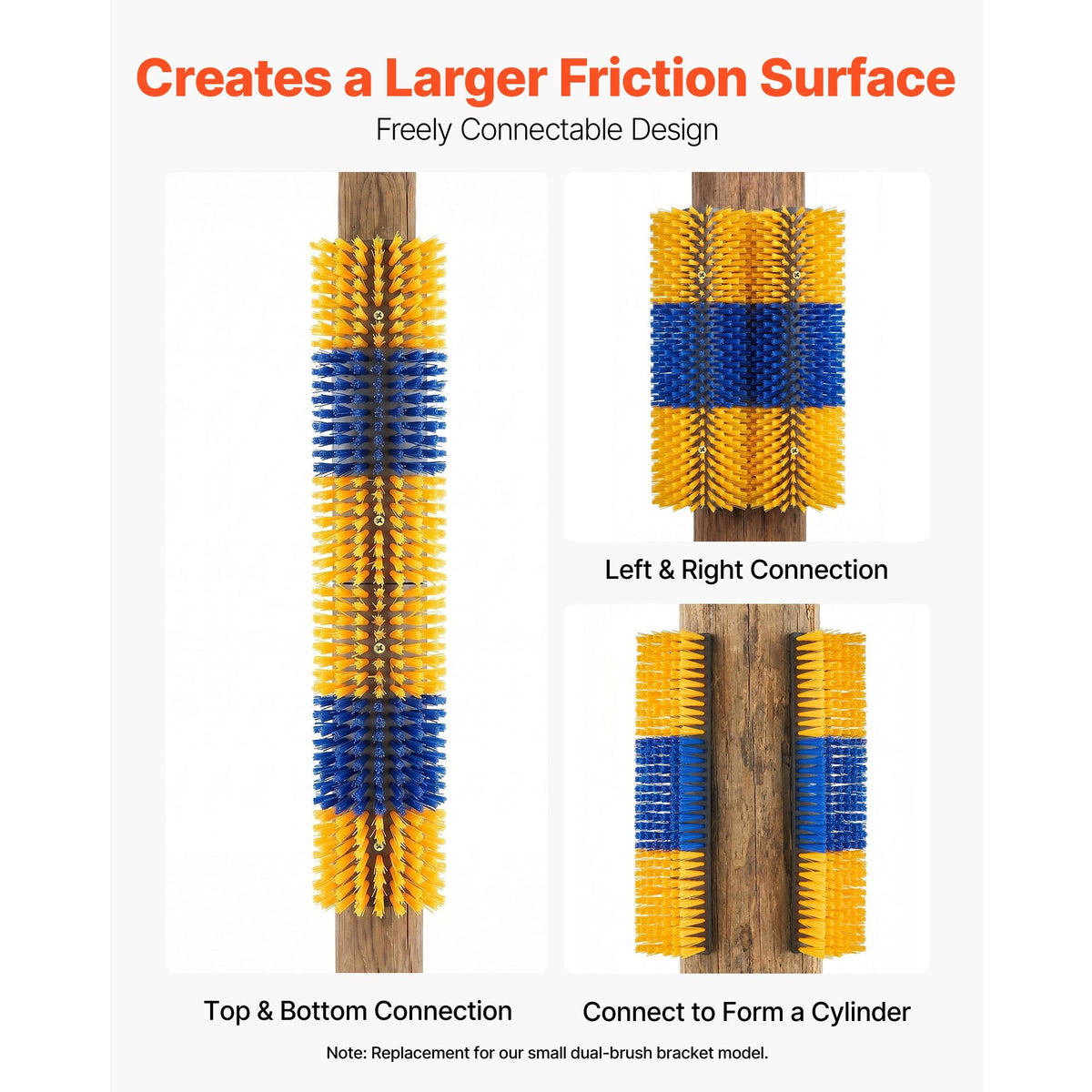 Livestock Scratching Brush, 4PCS Goat Scratcher Brush Post with 16 Screws, 16.9"x3.9" Cow Scratcher for Back Itch Relief, Massage Grooming Scratch Tool for Horse Cattle Sheep Pig, Yellow & Blue