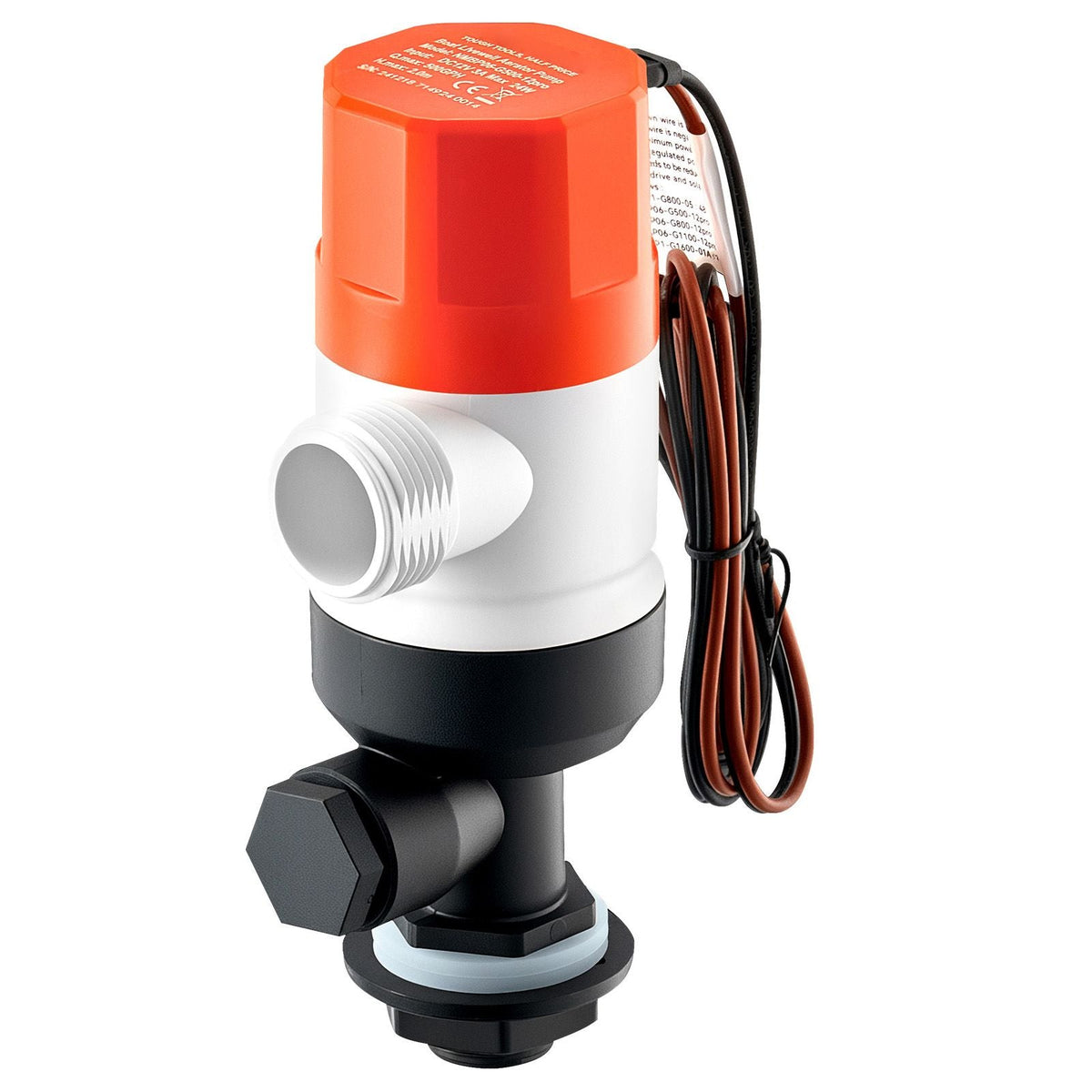 Livewell Pump for Boat, 12V 500 GPH Straight Livewell Aerator Pump with Dual Inlets, ABA Housing & Detachable Motor Cartridge, Corrosion-Resistant Livewell/Baitwell Pump for Freshwater Saltwater