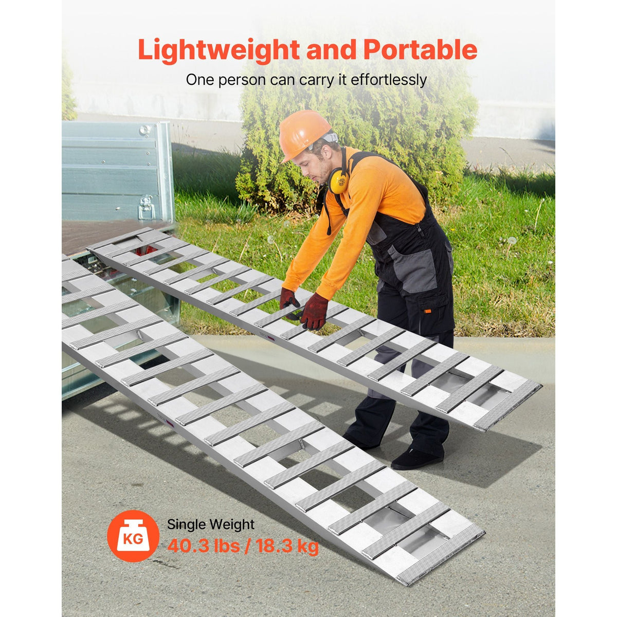 Loading Ramps, 2 Pcs 94 x 15 in, Durable Aluminum and Heavy-Duty Trailer Ramp Set with 16 Anti-Slip Plates, 6000 Lbs Combined Capacity, for Carts, Farm Tractors, ATVs, Lawn Mowers, Motorcycles