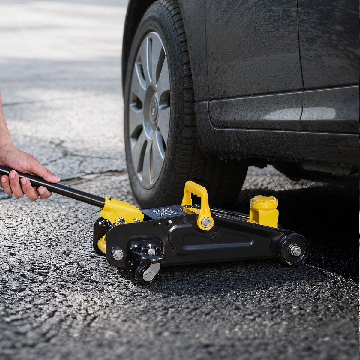 Low Profile Floor Jack, 1.5 Ton (3300 lbs) Capacity, Steel Racing Floor Jack with Single Piston Quick Lift Pump, Hydraulic Trolley Car Lift for Sports Cars, Sedans, Lifting Range 5.1-12.2 Inches