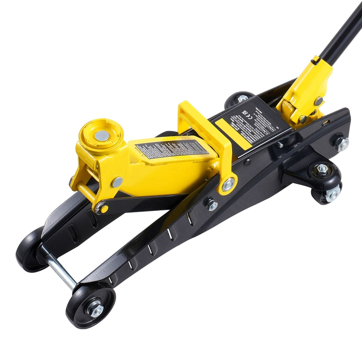 Low Profile Floor Jack 2 Ton (4400 lbs), Heavy Duty Iron Hydraulic Racing Floor Jack, Hydraulic Car Jack with Jack Stands, Single Piston Quick Lift Pump, 4.6"-12.8" Height Lifting Range (Yellow)