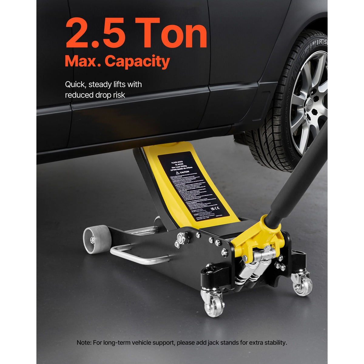 Low Profile Floor Jack, 2.5 Ton (5500 lbs) Capacity, Aluminum & Steel Racing Floor Jack with Dual Pistons Quick Lift Pump, Hydraulic Trolley Car Lift for Compact SUVs, Lifting Range 3.74-18.7 in