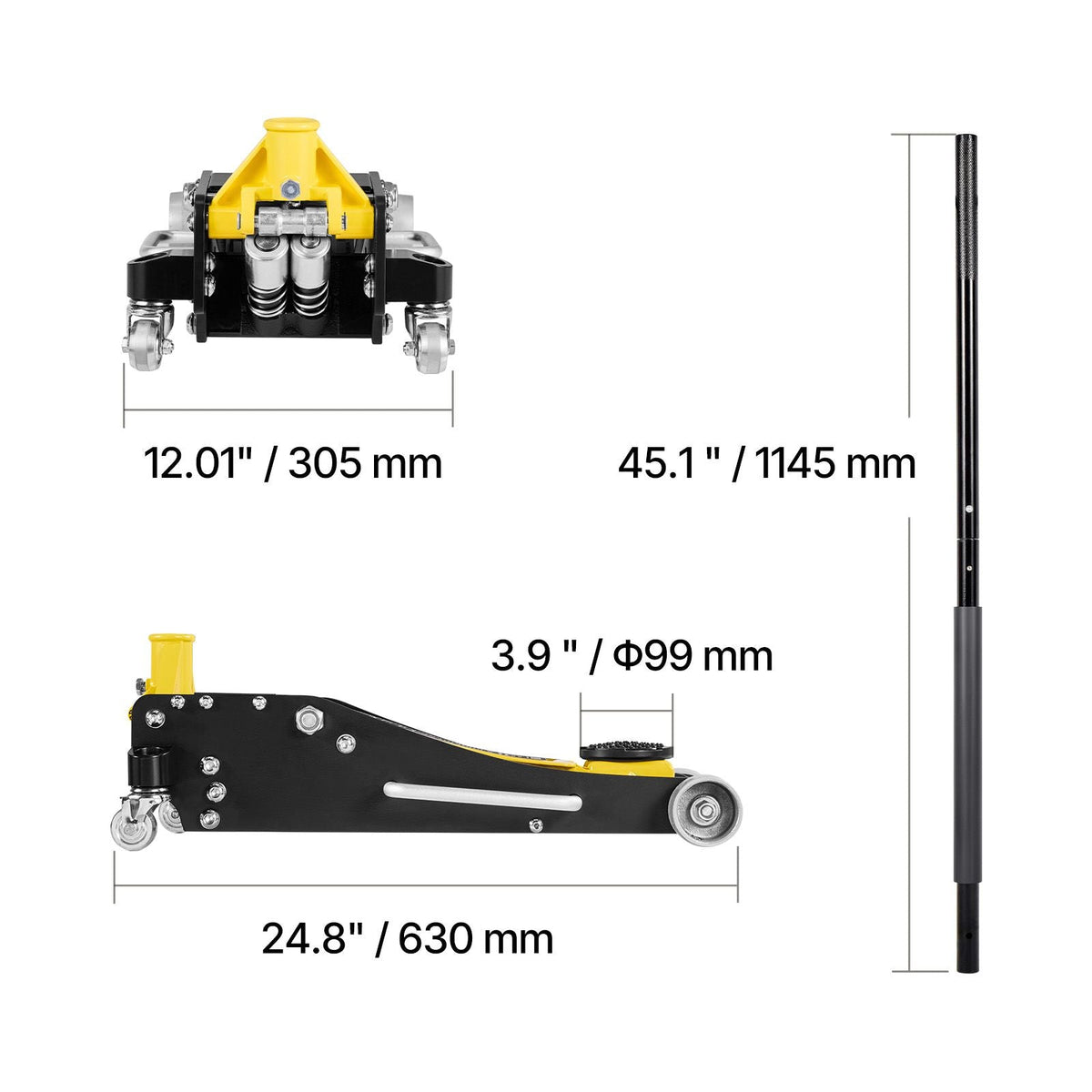Low Profile Floor Jack, 2.5 Ton (5500 lbs) Capacity, Aluminum & Steel Racing Floor Jack with Dual Pistons Quick Lift Pump, Hydraulic Trolley Car Lift for Compact SUVs, Lifting Range 3.74-18.7 in