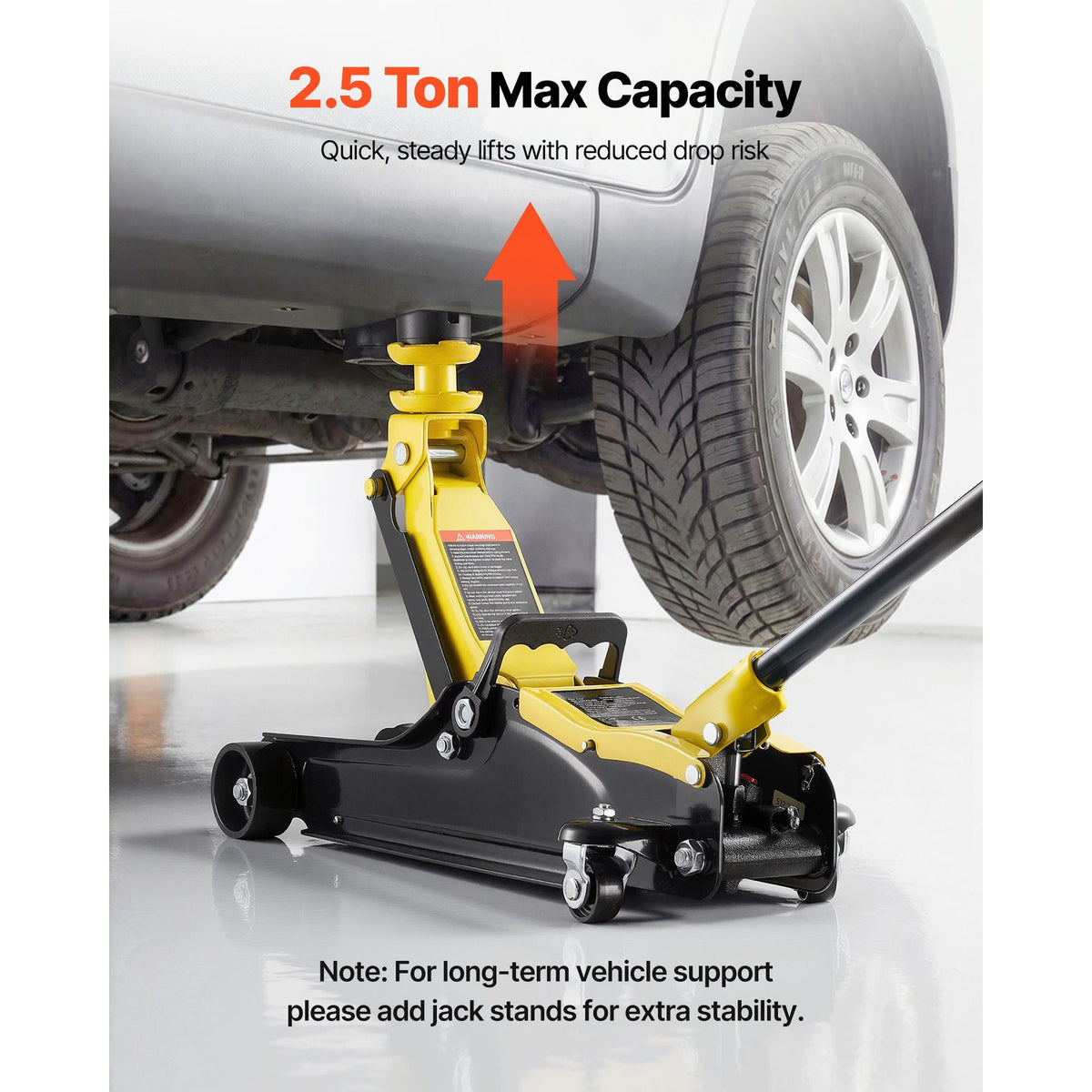 Low Profile Floor Jack, 2.5 Ton (5512 lbs) Capacity, Steel Racing Floor Jack with Single Piston Quick Lift Pump & Raised Saddle, Hydraulic Trolley Car Lift for SUVs, Lifting Range 3.3"-13.8"
