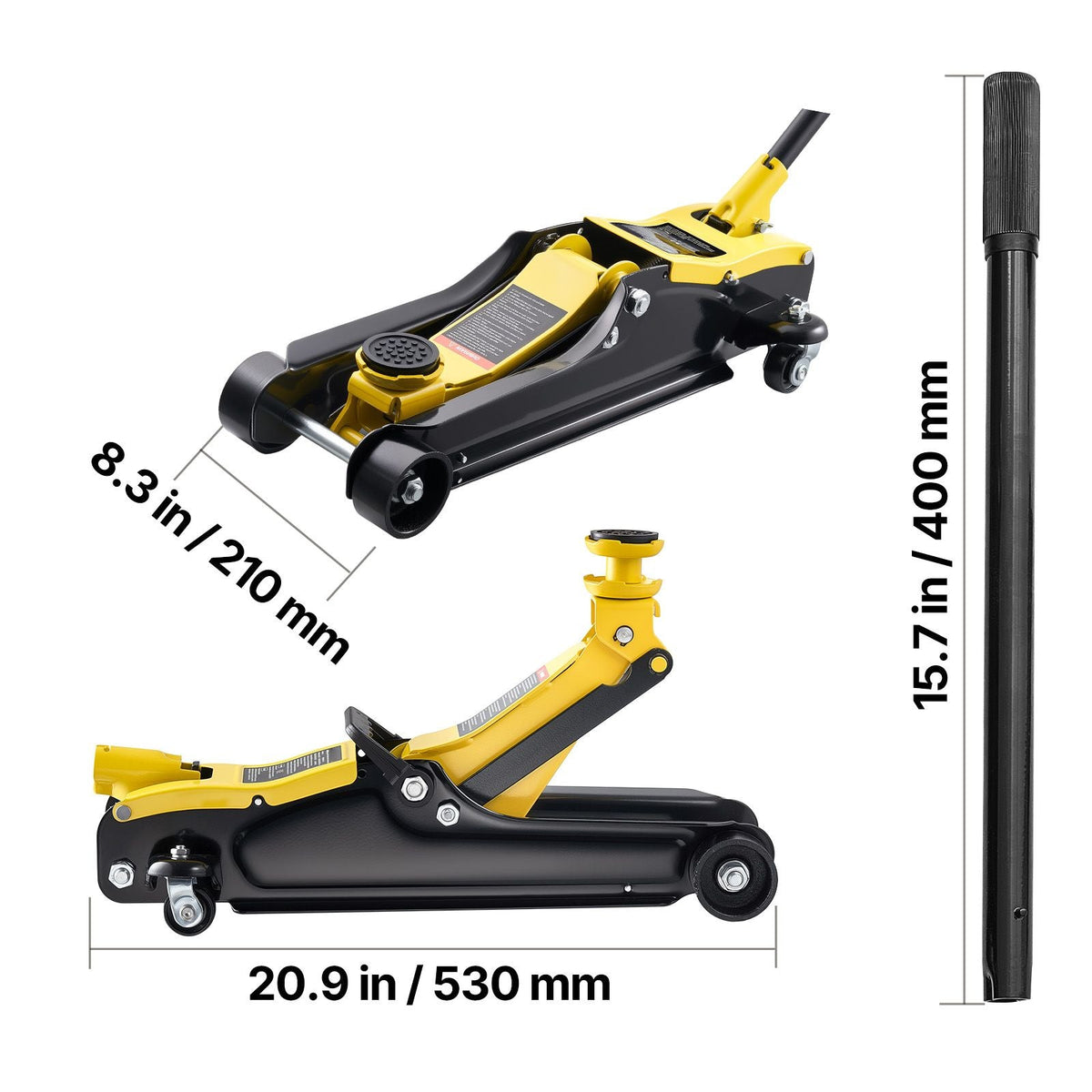 Low Profile Floor Jack, 2.5 Ton (5512 lbs) Capacity, Steel Racing Floor Jack with Single Piston Quick Lift Pump & Raised Saddle, Hydraulic Trolley Car Lift for SUVs, Lifting Range 3.3"-13.8"