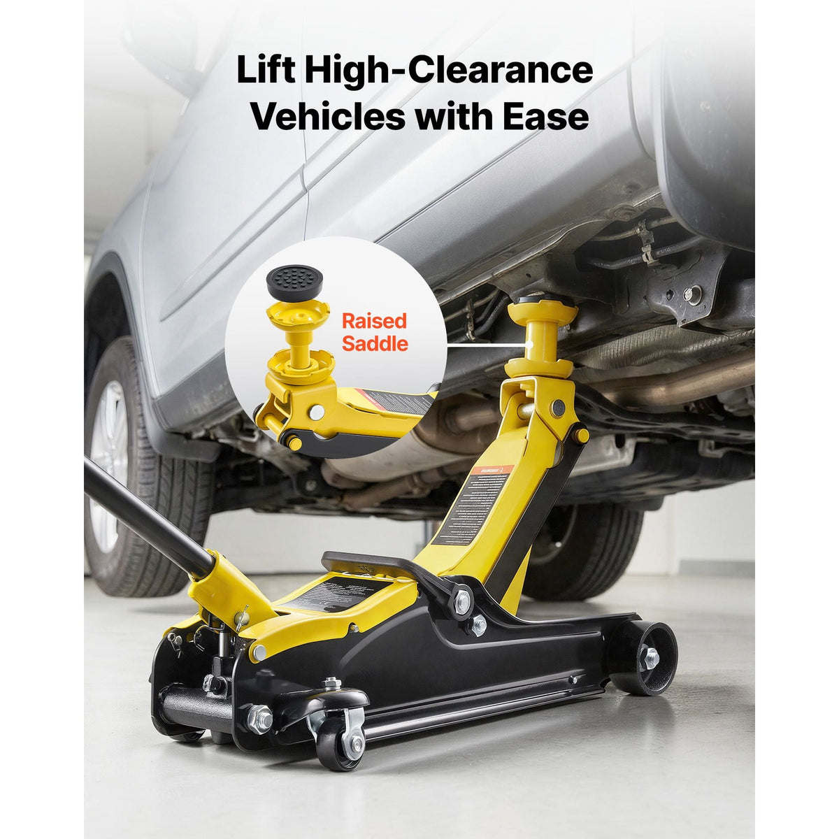 Low Profile Floor Jack, 2.5 Ton (5512 lbs) Capacity, Steel Racing Floor Jack with Single Piston Quick Lift Pump & Raised Saddle, Hydraulic Trolley Car Lift for SUVs, Lifting Range 3.3"-13.8"