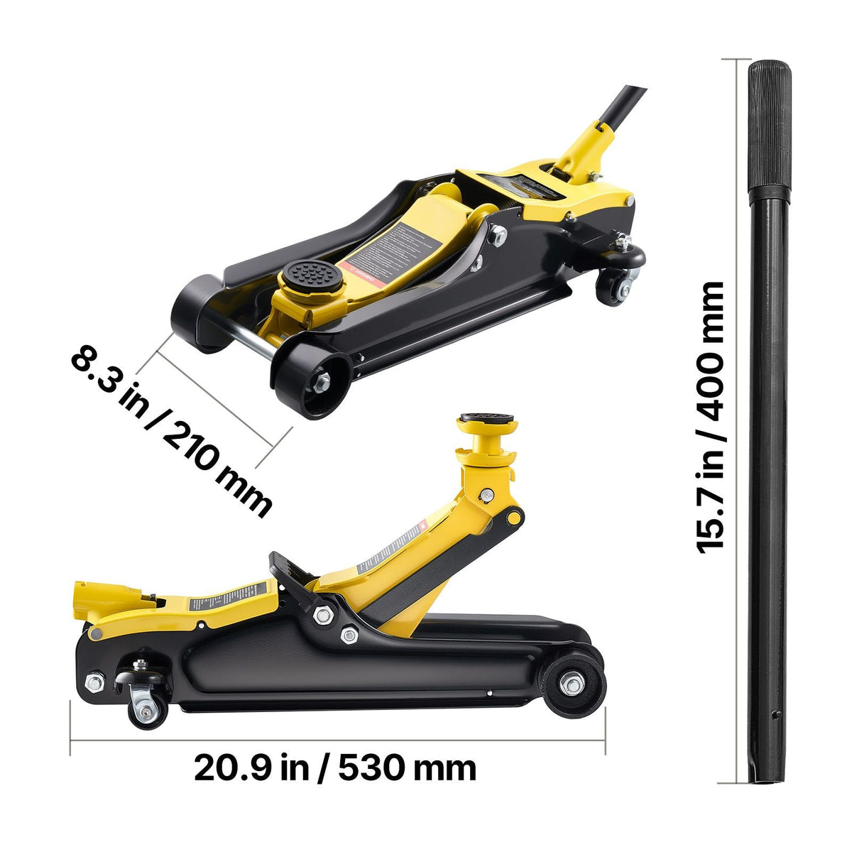 Low Profile Floor Jack, 2.5 Ton (5512 lbs) Capacity, Steel Racing Floor Jack with Single Piston Quick Lift Pump & SUV Adapters, Hydraulic Trolley Car Lift for Sedans, Lifting Range 3.3"-13.8"