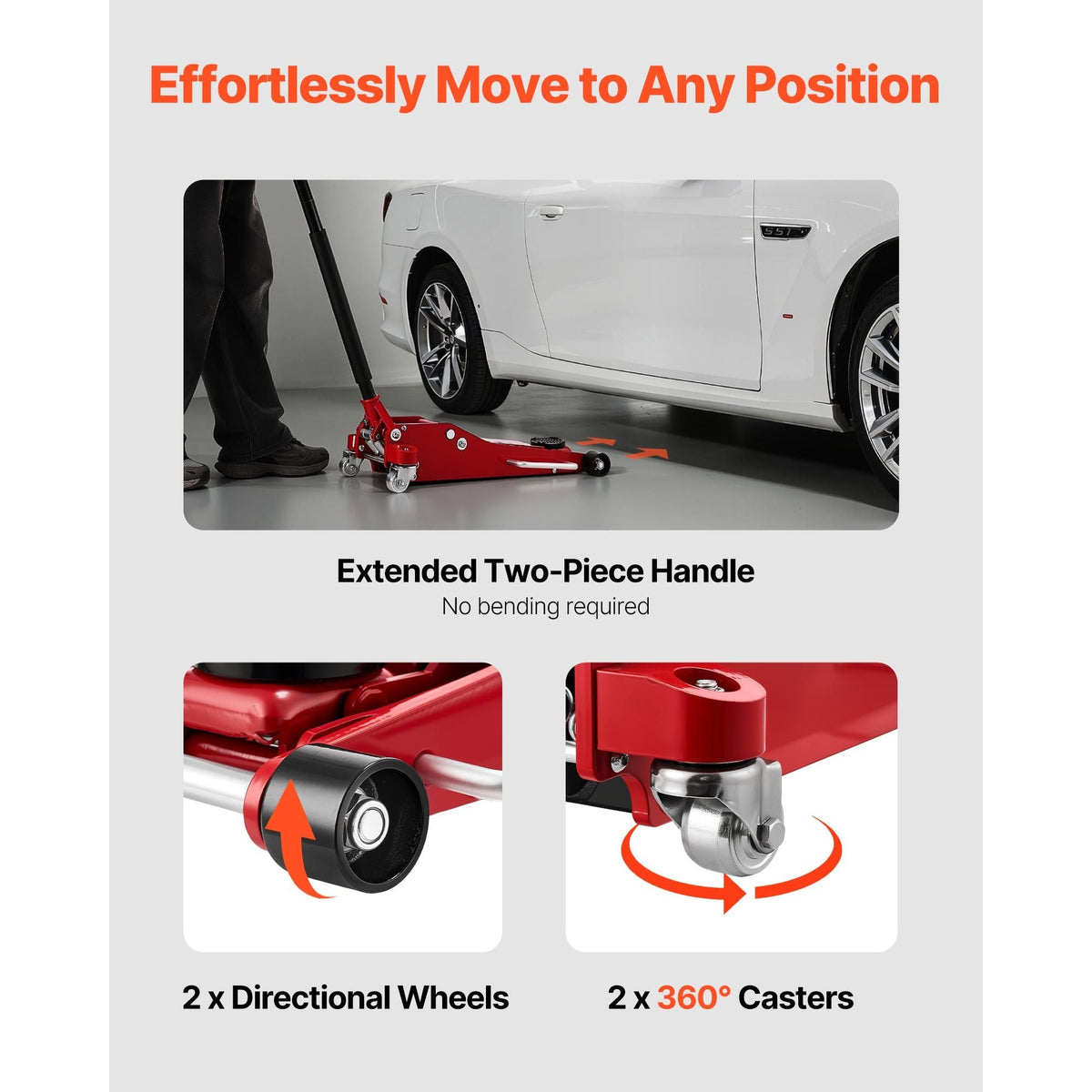 Low Profile Floor Jack, 3 Ton (6614 lbs) Capacity, Aluminum Racing Floor Jack with Dual Pistons Quick Lift Pump, Hydraulic Trolley Car Lift for Sports Car, SUV, Pickup, Lifting Range 3.3"-20.3"