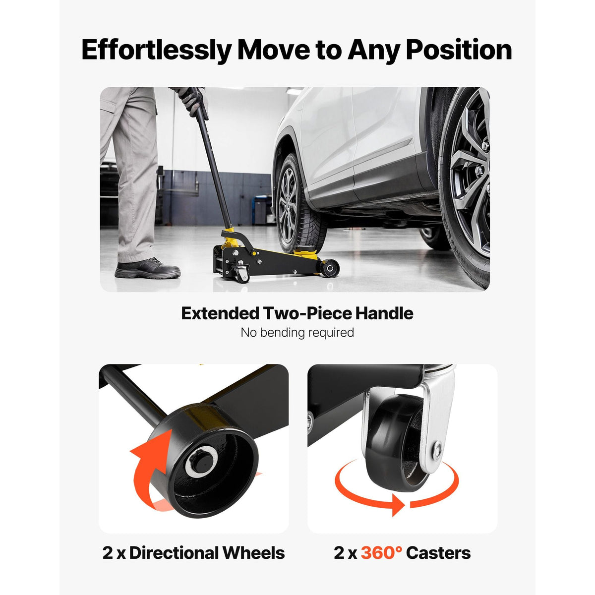 Low Profile Floor Jack, 3 Ton (6614 lbs) Capacity, Steel Racing Floor Jack with Single Piston Quick Lift Pump & Foot Pedal, Hydraulic Trolley Car Lift for SUVs, Pickups, Lifting Range 5.1"-19.7"