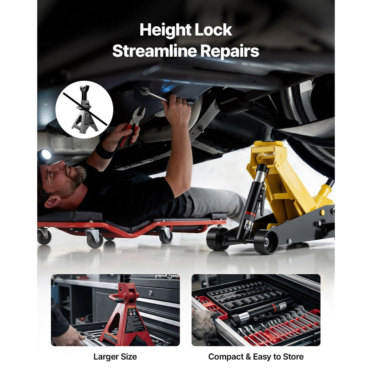 Low Profile Floor Jack, 3 Ton (6614 lbs) Capacity, Steel Racing Floor Jack with Single Piston Quick Lift Pump, Hydraulic Trolley Car Lift for Sports Cars, SUVs, Pickups, Lifting Range 5.1"-19.7"