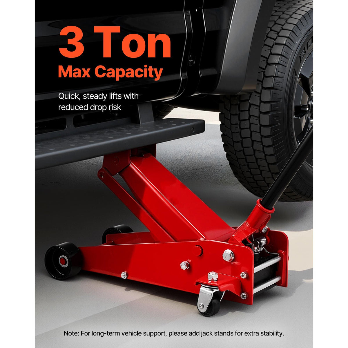 Low Profile Floor Jack, 3 Ton (6614 lbs) Capacity, Steel Racing Floor Jack with Single Piston Quick Lift Pump, Hydraulic Trolley Car Lift for Sports Cars, SUVs, Pickups, Lifting Range 5.1"-19.7"