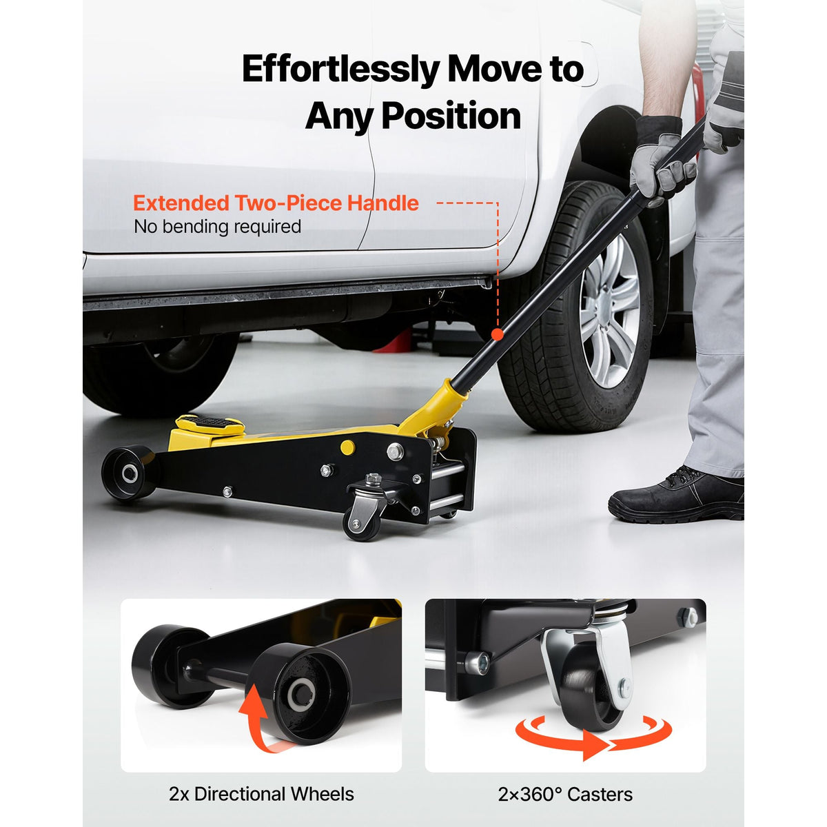 Low Profile Floor Jack, 3 Ton (6614 lbs) Capacity, Steel Racing Floor Jack with Single Piston Quick Lift Pump, Hydraulic Trolley Car Lift for Sports Cars, SUVs, Pickups, Lifting Range 5.1"-19.7"