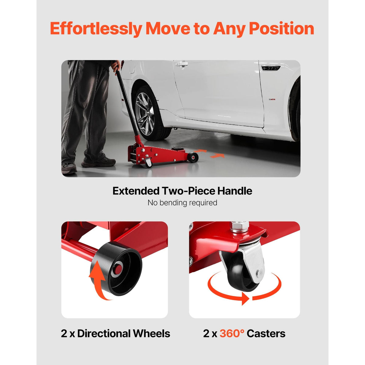 Low Profile Floor Jack, 3 Ton (6614 lbs) Capacity, Steel Racing Floor Jack with Single Piston Quick Lift Pump, Hydraulic Trolley Car Lift for Sports Cars, SUVs, Pickups, Lifting Range 5.1"-19.7"