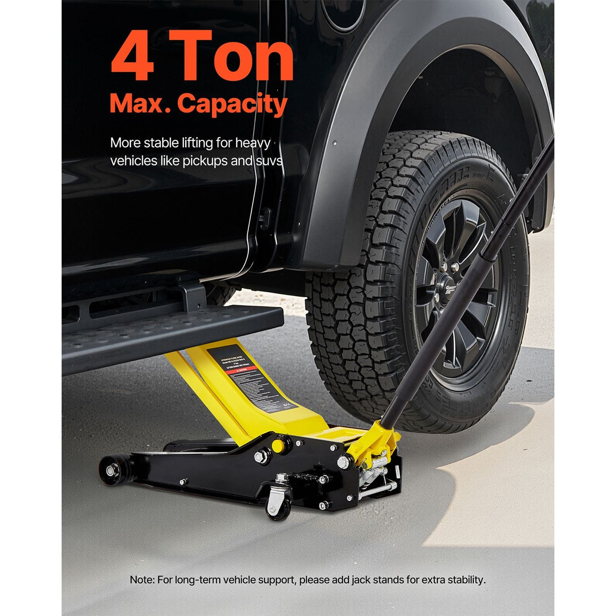 Low Profile Floor Jack, 4 Ton (8818 lbs) Capacity, Steel Racing Floor Jack with Dual Pistons Quick Lift Pump, Hydraulic Trolley Car Lift for Sport Utility Vehicle, Lifting Range 3.9-21.5 Inches