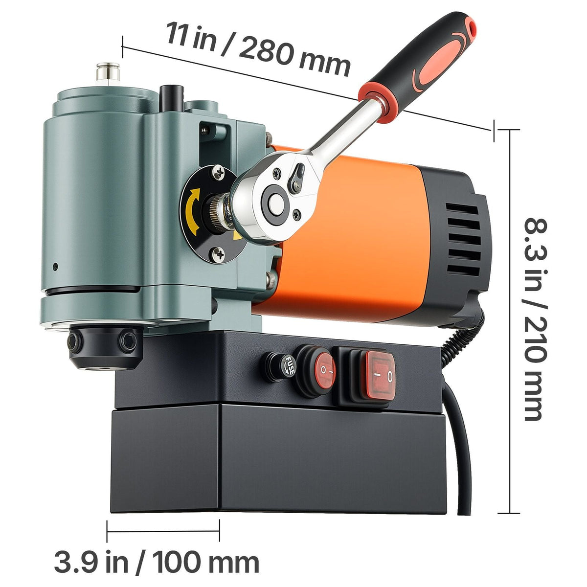 Low Profile Magnetic Drill Press, 1300 W, 1.4 in Boring Diameter, 2248 lbf Power Portable Mag Drill Press, 650RPM Speed, with Weldon Shank, for Metal Surface, Industrial and Home Improvement