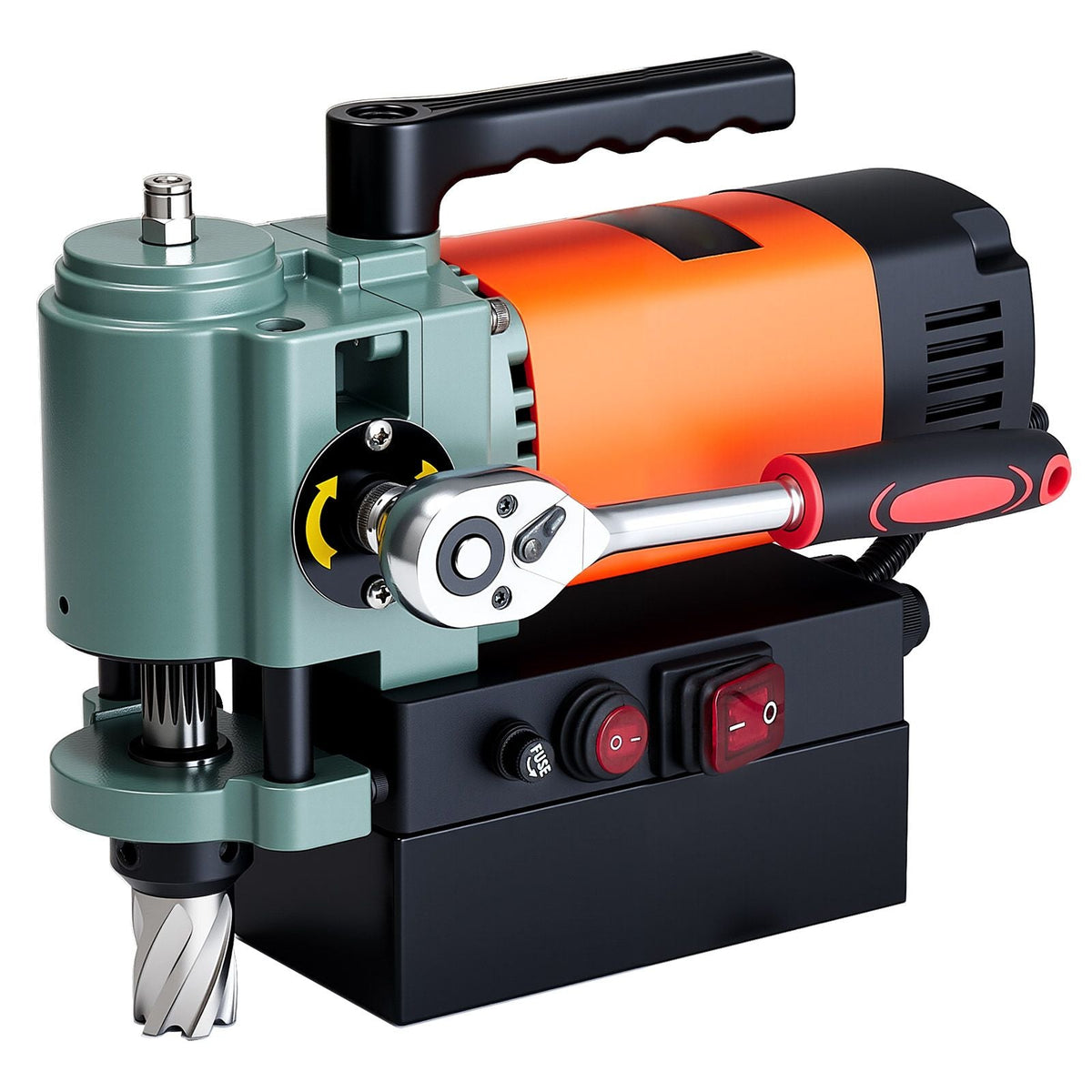 Low Profile Magnetic Drill Press, 1300 W, 1.4 in Boring Diameter, 2248 lbf Power Portable Mag Drill Press, 650RPM Speed, with Weldon Shank, for Metal Surface, Industrial and Home Improvement