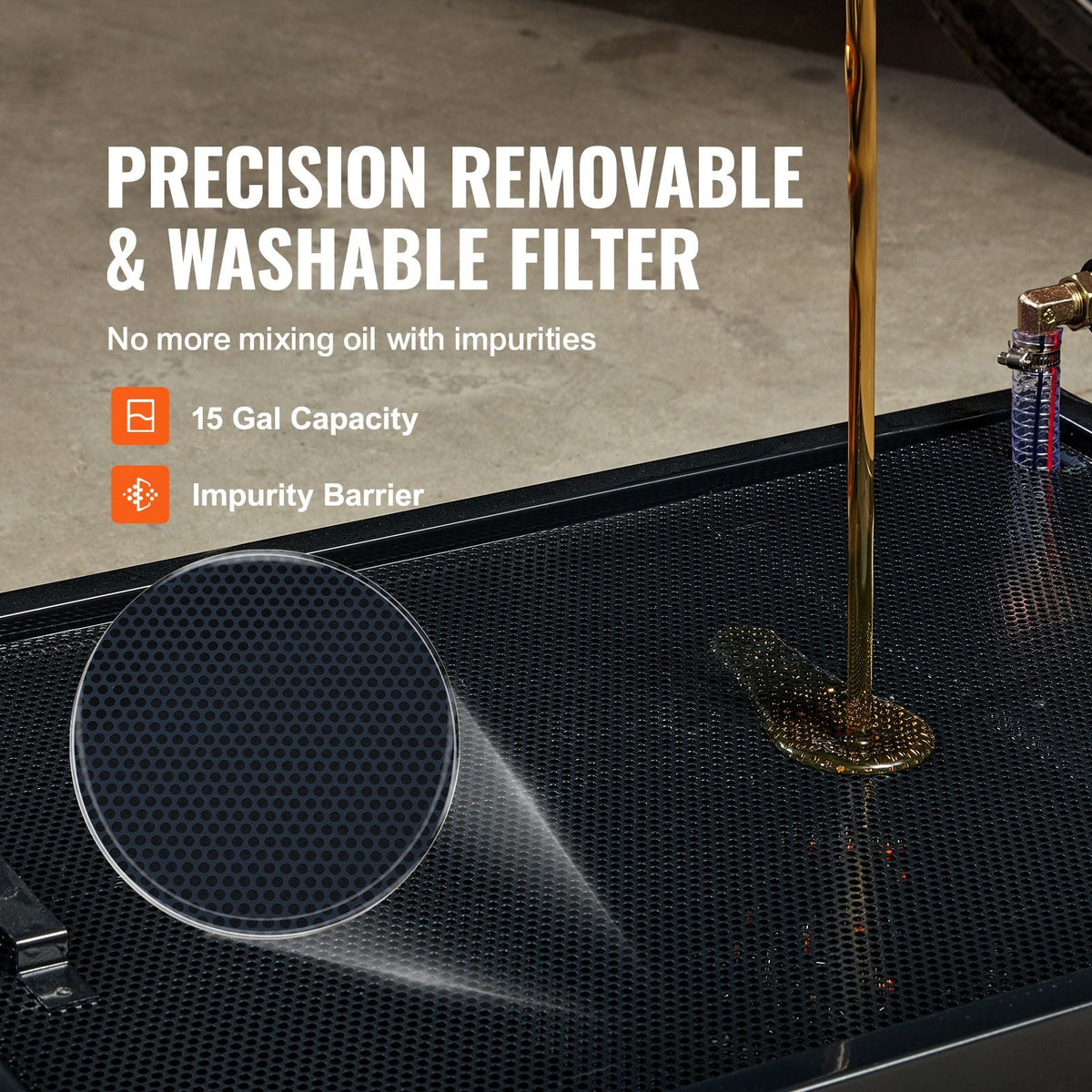 Low Profile Oil Drain Pan, 15 Gallon Oil Drain Pan with Pump, Oil Change Pan with 180W Electric Pump, 8.2ft Hose & Folding Handle, Rolling Oil Drain Cart for Trucks, Buses, RVs