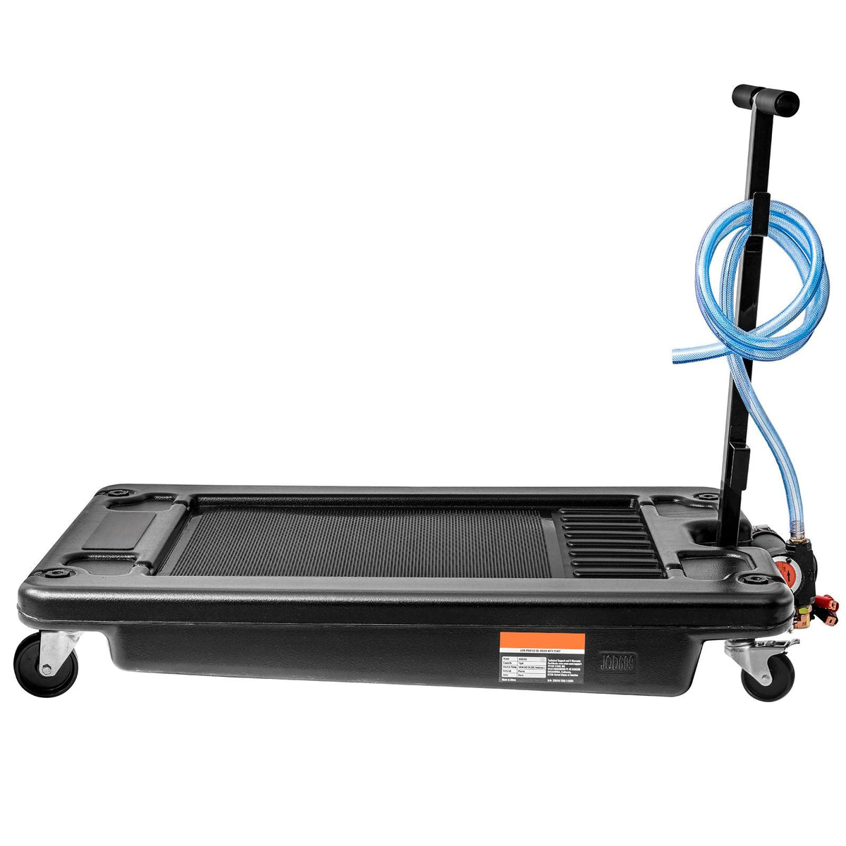 Low Profile Oil Drain Pan, 17 Gallon Oil Drain Pan with Pump, Oil Change Pan with 180W Electric Pump, 8.2ft Hose & Folding Handle, Rolling Oil Drain Cart for Trucks, Buses, RVs