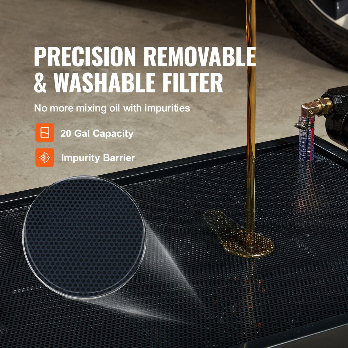 Low Profile Oil Drain Pan, 20 Gallon Oil Drain Pan with Pump, Oil Change Pan with 180W Electric Pump, 8.2ft Hose & Folding Handle, Rolling Oil Drain Cart for Trucks, Buses, RVs