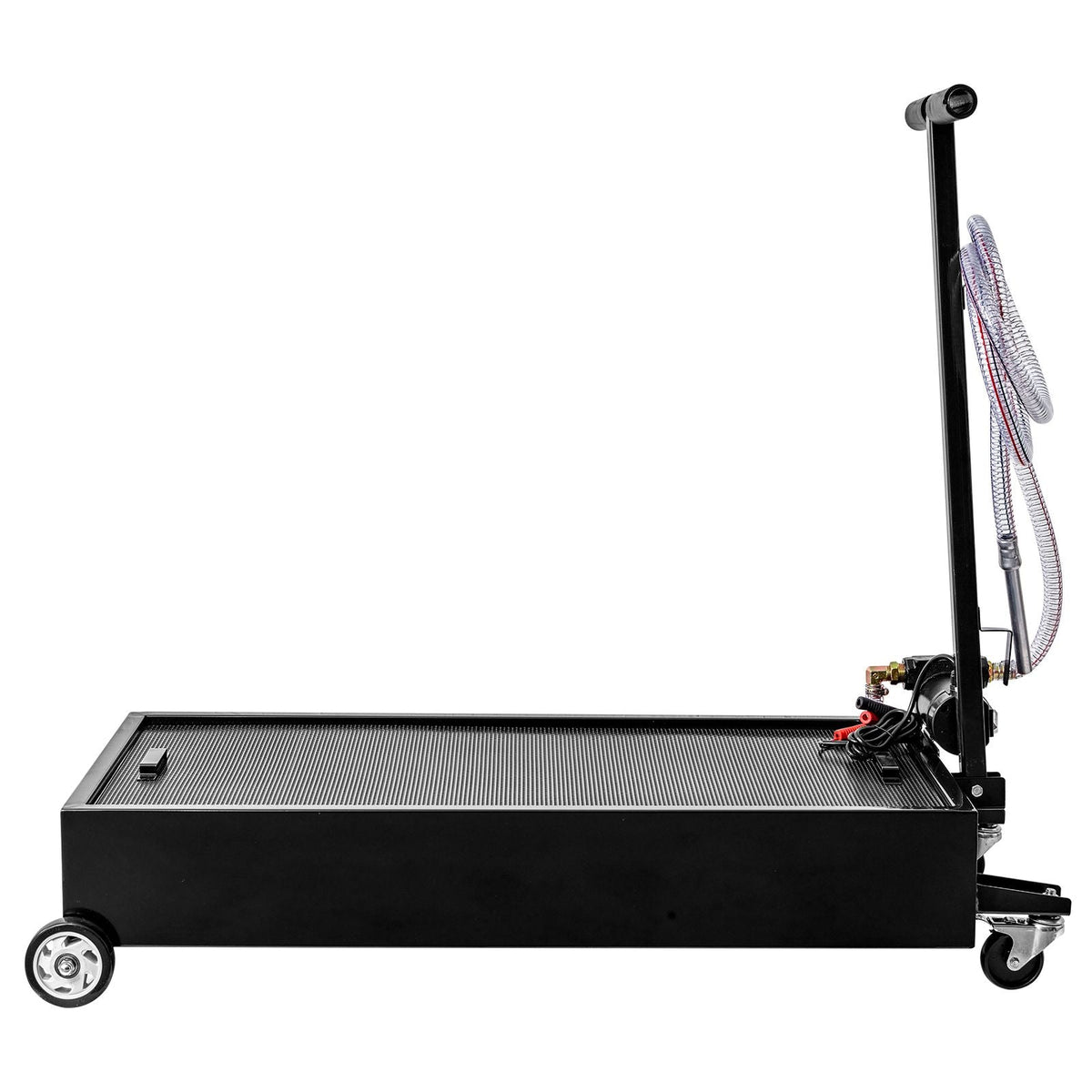 Low Profile Oil Drain Pan, 20 Gallon Oil Drain Pan with Pump, Oil Change Pan with 180W Electric Pump, 8.2ft Hose & Folding Handle, Rolling Oil Drain Cart for Trucks, Buses, RVs