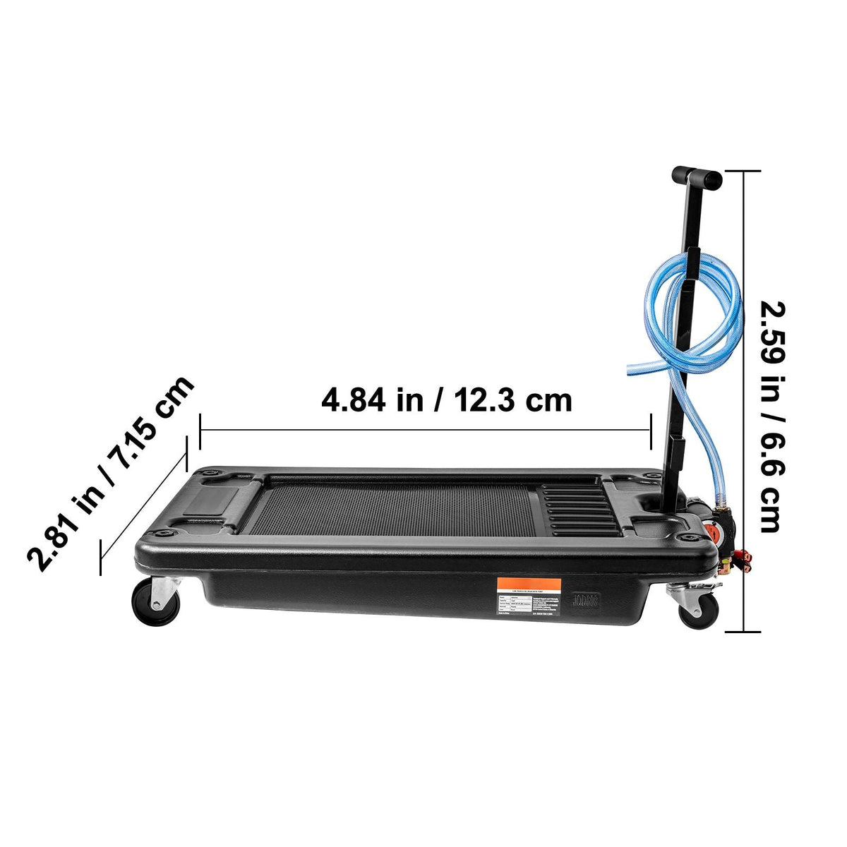 Low Profile Oil Drain Pan, 20 Gallon Oil Drain Pan with Pump, Oil Change Pan with 180W Electric Pump, 8.2ft Hose & Folding Handle, Rolling Oil Drain Cart for Trucks, Buses, RVs