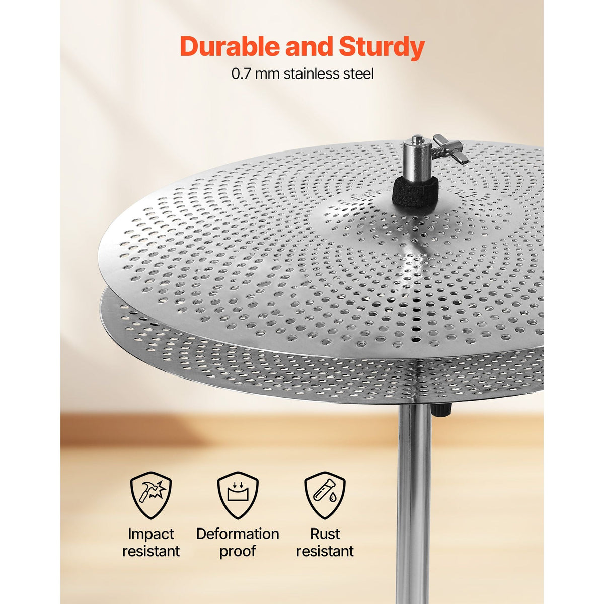 Low Volume Cymbal Pack, 4 Pieces Quiet Cymbals for Drum Set, Alloy Cymbals Drum Set Includes 14-inch Hi-Hats, 16-inch Crash, 18-inch Crash, 20-inch Ride, Drumsticks & Cymbal Bag, Bright Copper