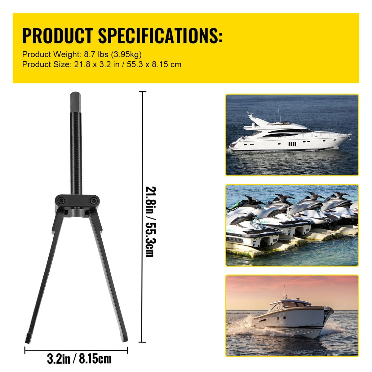 Lower Bearing Carrier Puller, Compatible with Yamaha, Johnson, Evinrude, Honda, Mercury, Robust Steel Marine Lower Bearing Puller with Adjustable Arms, Works for Lower Carrier Bearing Removing