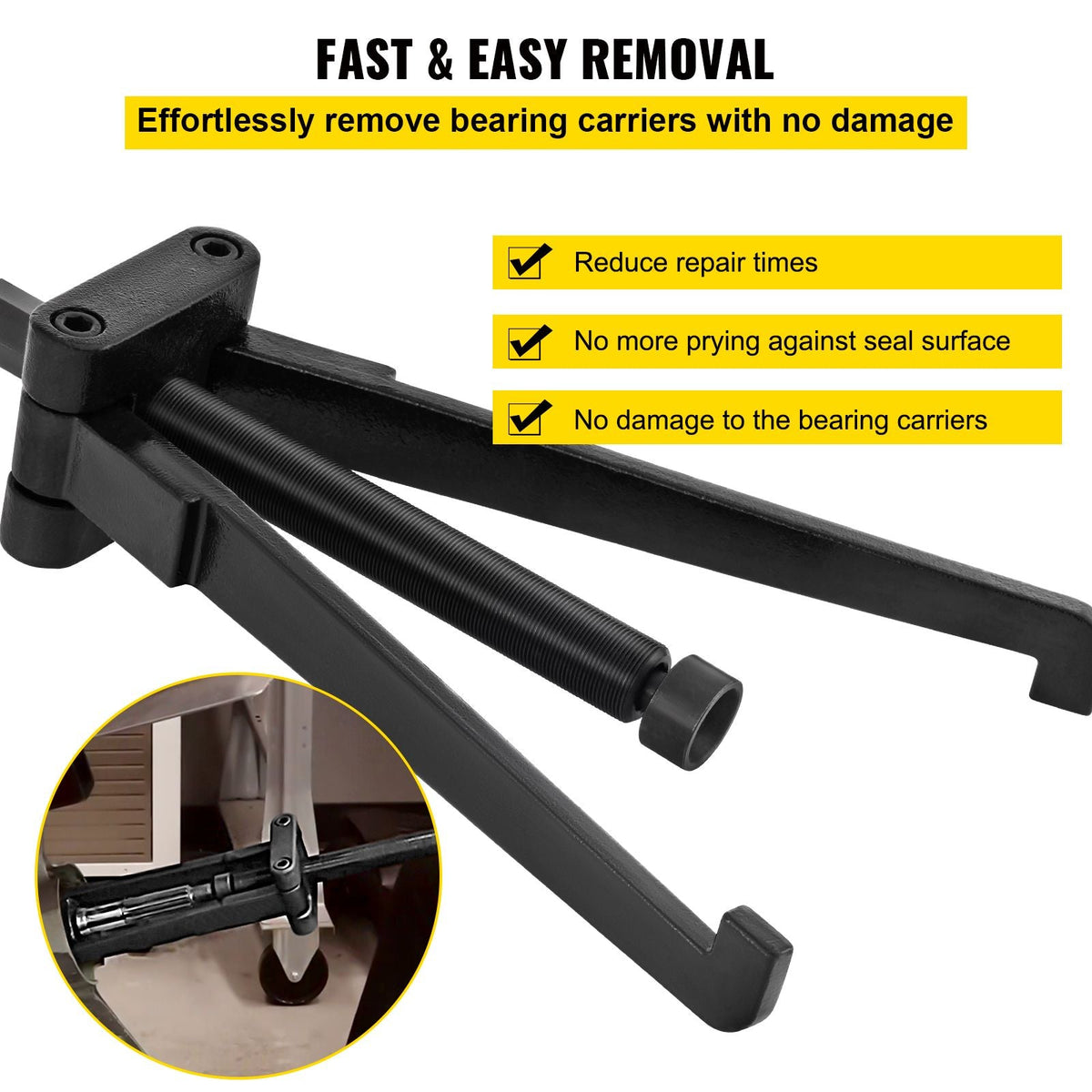 Lower Bearing Carrier Puller, Compatible with Yamaha, Johnson, Evinrude, Honda, Mercury, Robust Steel Marine Lower Bearing Puller with Adjustable Arms, Works for Lower Carrier Bearing Removing