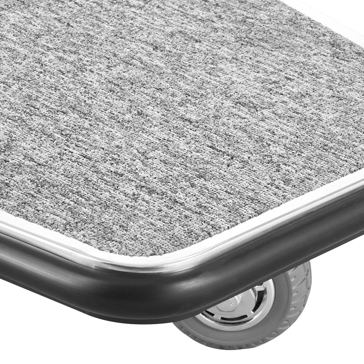 Luggage Cart, 600 LBS Load Capacity, 3 Wheel Stainless Steel Bellman Cart, Valet Cart with Grey Carpeted Deck and Rubber Wheels, Ideal for Convention Centers, Hotels, Rental Properties, Silver