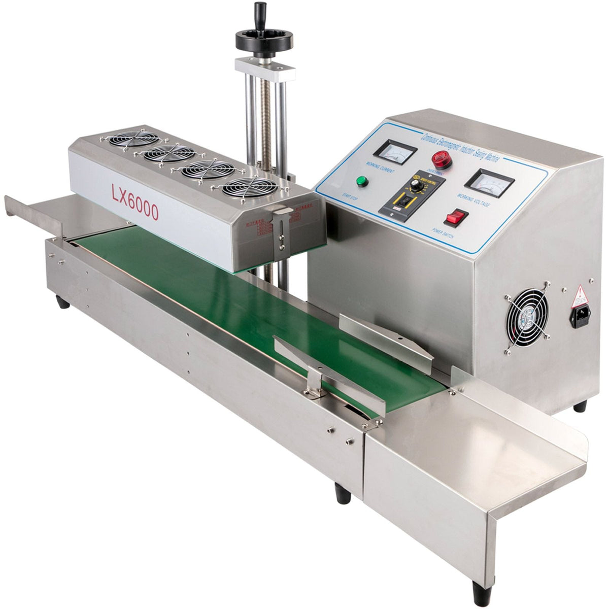 LX-6000 Induction Bottle Sealer Cap Diameter 20-80mm Induction Sealing Machine Continuous Induction Sealer Heat Induction Sealing Machine for Height 80-300mm Bottles